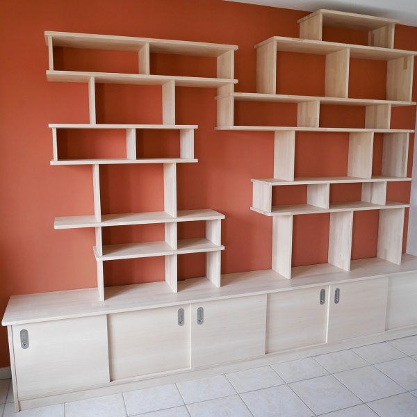 Bookshelves with low sideboard